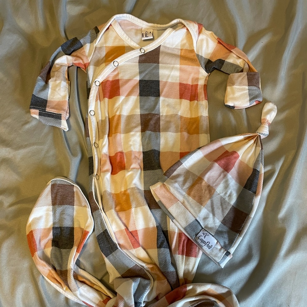 Copper pearl newborn gown